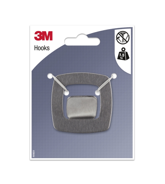 3m gancho adhesivo metalico cuadrado soporta hasta 1.5kg color gris/titanio