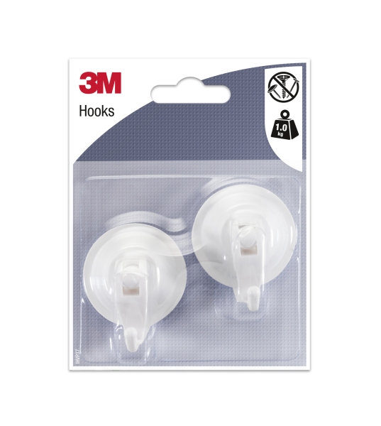 3m pack de 2 ganchos con ventosa cierre de palanca soporta hasta 1kg color blanco