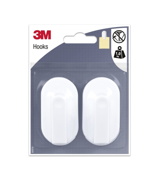 3m pack de 2 ganchos adhesivos para notas soporta hasta 1kg color blanco