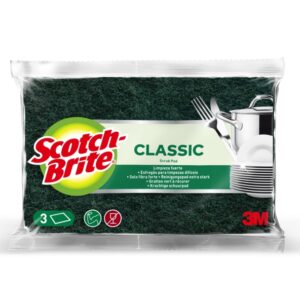 scotch brite classic pack de 3 estropajos de cocina color verde oscuro