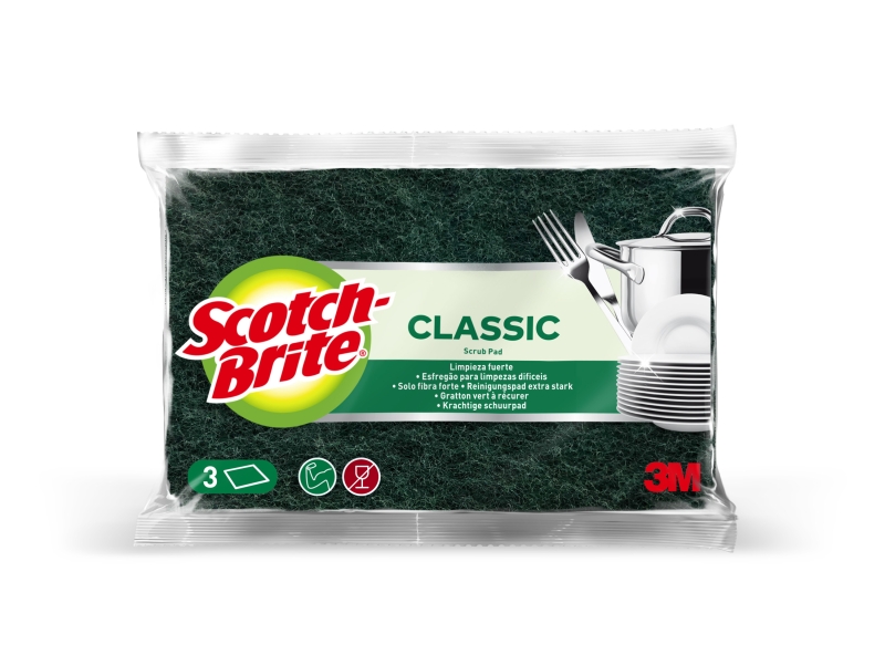 scotch brite classic pack de 3 estropajos de cocina color verde oscuro
