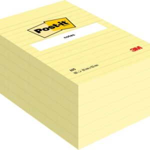 post it pack de 6 blocs de 100 notas adhesivas reposicionables forma rectangular 101x152mm color amarillo claro