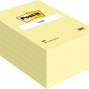 post it pack de 6 blocs de 100 notas adhesivas reposicionables forma rectangular 101x152mm color amarillo claro