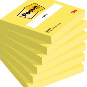 post it pack de 6 blocs de 100 notas adhesivas reposicionables forma cuadrada 76x76mm color amarillo neon