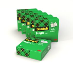 scotch magic pack de 6 cintas adhesivas invisible 19mm x 33m color transparente