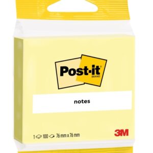 post it bloc de 100 notas adhesivas reposicionables forma cuadrada 76x76mm color amarillo claro