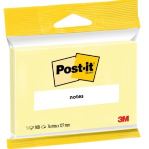 post it bloc de 100 notas adhesivas reposicionables 76x127mm 100% pefc color amarillo claro