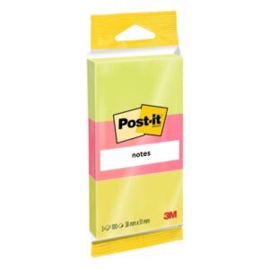 post it pack de 3 blocs de 100 notas adhesivas reposicionables forma rectangular 38x51mm colores surtidos