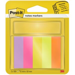 post it pack de 5 blocs de 100 marcadores reposicionables forma rectangular colores surtidos