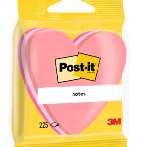 post it bloc de 225 notas adhesivas reposicionables forma corazon 70x70mm color rosa