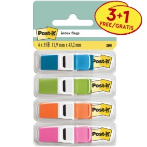 post it index pack de 4 dispensadores con 35 marcadores de indice reposicionables forma rectangular colores surtidos