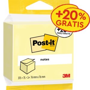 post it bloc de 450 notas adhesivas reposicionables 76x76mm 100% pefc color amarillo claro