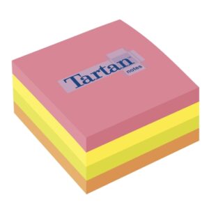 tartan cubo de 400 notas adhesivas reposicionables colores neon 76x76mm 100% pefc colores surtidos