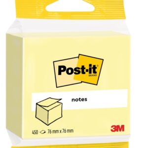 post it cubo de 450 notas adhesivas reposicionables forma cuadrada 76x76mm color amarillo claro