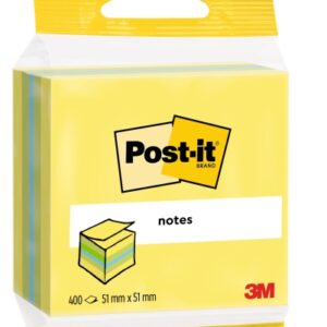 post it cubo de 400 notas adhesivas reposicionables forma rectangular 51x51mm colores surtidos