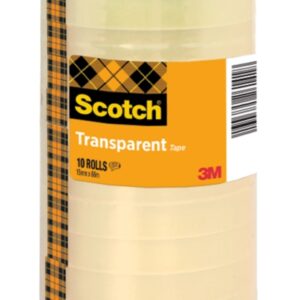 scotch pack de 10 cintas adhesivas 15mm x 66m color transparente