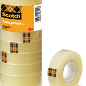 scotch pack de 10 cintas adhesivas 15mm x 33m color transparente