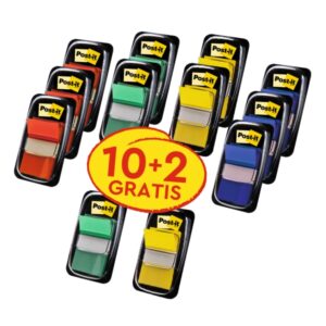 post it index pack de 12 dispensadores con 50 marcadores de indice reposicionables forma rectangular colores surtidos