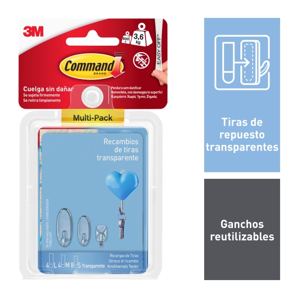 command tiras adhesivas de repuesto formatos surtidos soporta hasta 3.6kg color blanco