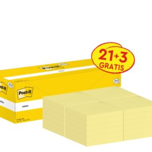 post it pack de 24 blocs de 100 notas adhesivas reposicionables forma cuadrada 76x76mm color amarillo claro