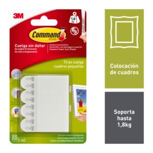 command pack de 4 tiras para colgar cuadros talla s soporta hasta 1.8kg color blanco