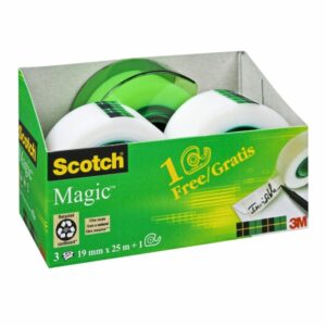 scotch magic pack de 3 cintas adhesivas invisible 19mm x 25m dispensador gratis color transparente