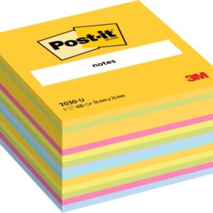 post it cubo de 450 notas adhesivas reposicionables forma cuadrada 76x76mm colores surtidos