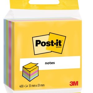 post it cubo de 400 notas adhesivas reposicionables forma cuadrada 51x51mm colores surtidos
