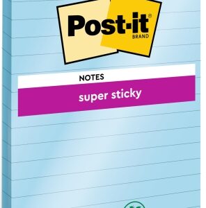 post it super sticky bloc de 90 notas grandes adhesivas reposicionables con lineas 102x152mm color azul
