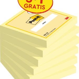 post it pack de 6 blocs de 100 notas adhesivas reposicionables 76x76mm promocion 5 blocs + 1 gratis color amarillo claro