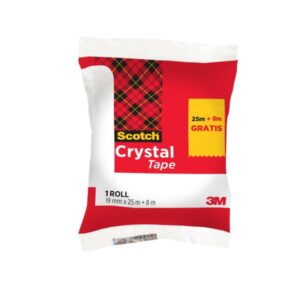 scotch crystal cinta adhesiva 19mm x 33m promocion 25m + 8m gratis color transparente