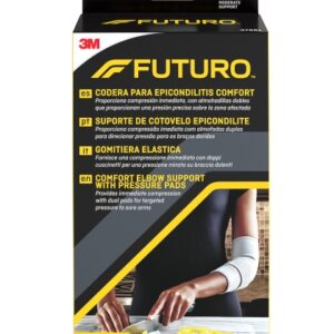 futuro comfort codera para epicondilitis talla s (22.9 25.4cm) transpirable elastico anatomico color gris