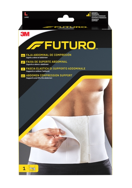 futuro faja abdominal de compresion talla l (106.7 132.1cm) forma anatomica transpirable color blanco