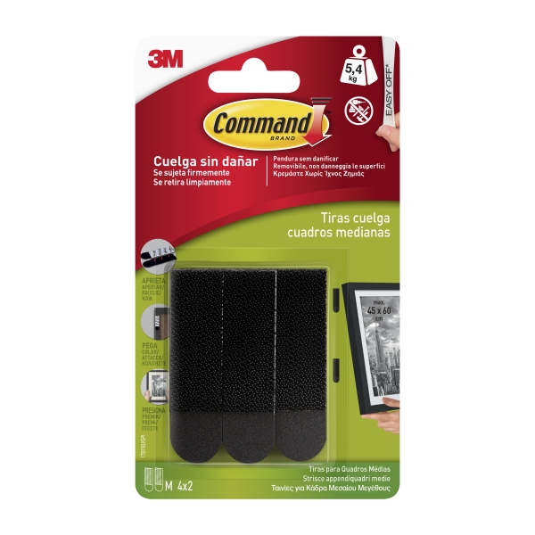 command tiras adhesivas para colgar cuadros color negro