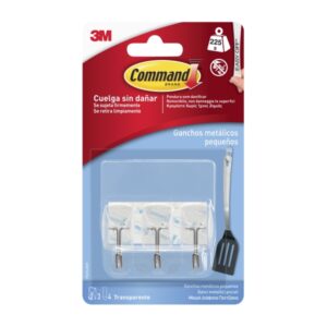 command pack de 3 ganchos compactos punta de alambre 4 tiras adhesivas soporta hasta 225g talla s color blanco