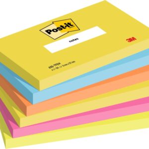 post it pack de 6 blocs de 100 notas adhesivas reposicionables forma rectangular 76x127mm colores surtidos