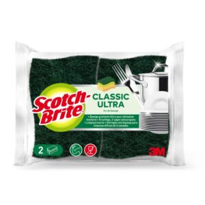 scotch brite classic pack de 2 estropajos de cocina ultra color verde oscuro