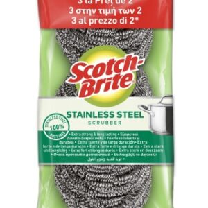 scotch brite pack de 3 estropajos de acero inoxidable promocion 2 + 1 gratis color gris metalizado