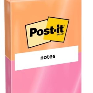 post it pack de 2 blocs de 75 notas adhesivas reposicionables forma rectangular 76x63.5mm colores surtidos