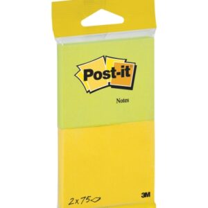 post it pack de 2 blocs de 75 notas adhesivas reposicionables forma rectangular 635x762mm colores surtidos