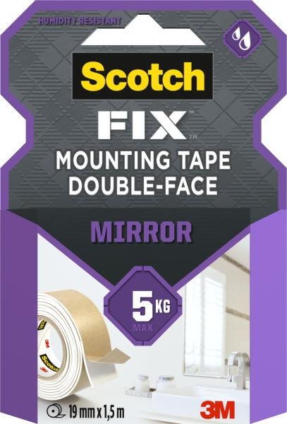 scotch fix cinta de montaje de doble cara para espejos 19mm x 1.5m color blanco