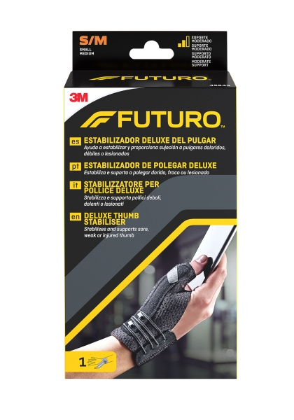 futuro deluxe estabilizador del dedo pulgar talla s/m (12.7 16.5cm) transpirable color negro
