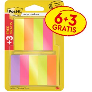 post it pack de 9 blocs de 100 marcadores reposicionables forma rectangular colores surtidos