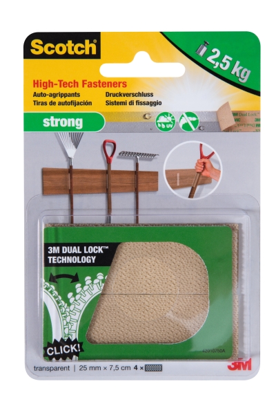 scotch extreme cierres adhesivos reposicionables 25mm x 75mm soporta hasta 2.5kg color transparente