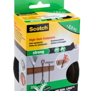 scotch pack de 2 cierres adhesivos reposicionables 25mm x 1.2m color negro