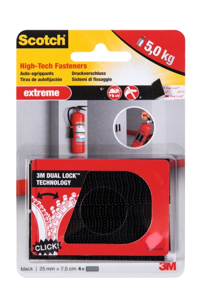 scotch extreme cierres adhesivos reposicionables 25mm x 75mm soporta hasta 5kg color negro
