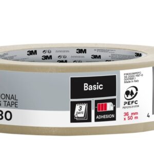 3m cinta de enmascarar profesional 36mm x 50m 70% pefc color blanco
