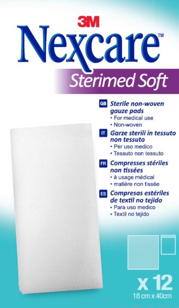 nexcare sterimed pack de 12 compresas de gasa no tejida 18x40cm esteril transpirables color blanco