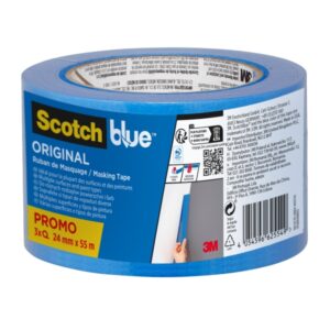 scotchblue original pack de 3 cintas de enmascarar 24mm x 55m 100% pefc multisuperficie color azul