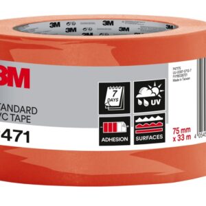3m cinta adhesiva de pvc 75mm x 33m alta visibilidad color naranja